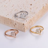 Elegant Romantic Heart Shape Stainless Steel Plating Inlay Rhinestones 18k Gold Plated Rose Gold Plated Rings main image 6