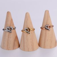 Elegant Romantic Heart Shape Stainless Steel Plating Inlay Rhinestones 18k Gold Plated Rose Gold Plated Rings main image 7