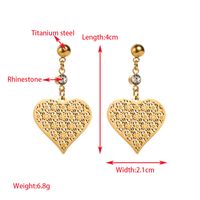 1 Pair Elegant Sweet Round Heart Shape Butterfly Inlay 316 Stainless Steel  Rhinestones 14K Gold Plated Drop Earrings sku image 3