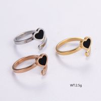 Elegant Romantic Heart Shape Stainless Steel Plating Inlay Acrylic 18k Gold Plated Rose Gold Plated Rings main image 1