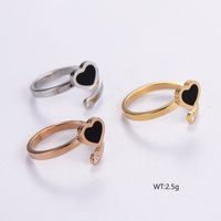 Elegant Romantic Heart Shape Stainless Steel Plating Inlay Acrylic 18k Gold Plated Rose Gold Plated Rings main image 9