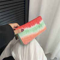 Women's Gradient Color Pu Leather Purple Red Green Zipper Magnetic Buckle Wallets main image 3