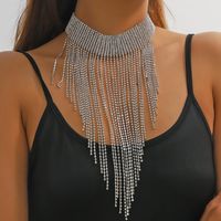 Luxurious Shiny Solid Color Alloy Tassel Plating Inlay Rhinestones Silver Plated Women's Necklace main image 1