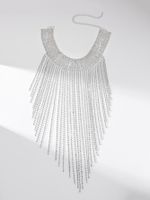 Luxurious Shiny Solid Color Alloy Tassel Plating Inlay Rhinestones Silver Plated Women's Necklace main image 5