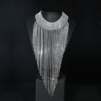 Luxurious Shiny Solid Color Alloy Tassel Plating Inlay Rhinestones Silver Plated Women's Necklace main image 6