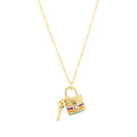 Hip-hop Simple Style Key Lock Copper 18k Gold Plated Zircon Pendant Necklace In Bulk main image 9