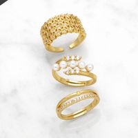 Modern Style Simple Style Star Copper Plating Inlay Zircon 18k Gold Plated Rings main image 1