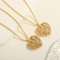 Simple Style Heart Shape Copper Plating Inlay Zircon 18k Gold Plated Pendant Necklace main image 8
