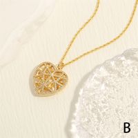 Simple Style Heart Shape Copper Plating Inlay Zircon 18k Gold Plated Pendant Necklace main image 5