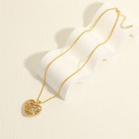 Einfacher Stil Herzform Kupfer Überzug Inlay Zirkon 18 Karat Vergoldet Halskette Mit Anhänger main image 3