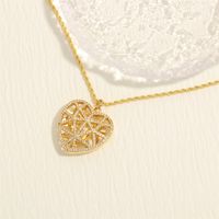 Simple Style Heart Shape Copper Plating Inlay Zircon 18k Gold Plated Pendant Necklace main image 4