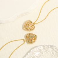 Simple Style Heart Shape Copper Plating Inlay Zircon 18k Gold Plated Pendant Necklace main image 7