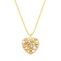 Simple Style Heart Shape Copper Plating Inlay Zircon 18k Gold Plated Pendant Necklace main image 2