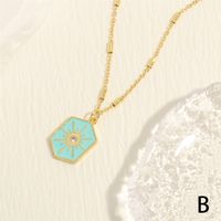 Simple Style Sun Copper Enamel Plating Inlay Zircon 18k Gold Plated Pendant Necklace sku image 1