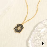 Simple Style Sun Copper Enamel Plating Inlay Zircon 18k Gold Plated Pendant Necklace main image 3