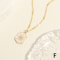 Simple Style Sun Copper Enamel Plating Inlay Zircon 18k Gold Plated Pendant Necklace main image 2