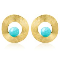 1 Pair Simple Style Round Inlay Sterling Silver Natural Stone Ear Studs sku image 1