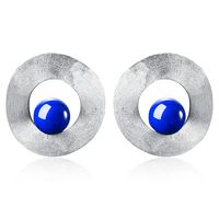 1 Pair Simple Style Round Inlay Sterling Silver Natural Stone Ear Studs sku image 4