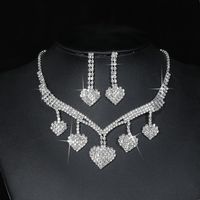 Elegant Streetwear Heart Shape Alloy Inlay Rhinestones Silver Plated Women's Earrings Necklace main image 5