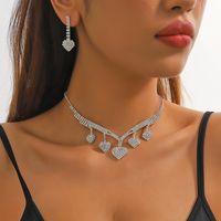 Elegant Streetwear Heart Shape Alloy Inlay Rhinestones Silver Plated Women's Earrings Necklace main image 1
