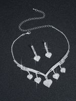 Elegant Streetwear Heart Shape Alloy Inlay Rhinestones Silver Plated Women's Earrings Necklace main image 4