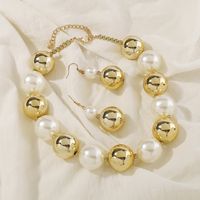 Elegant Luxurious Simple Style Round Imitation Pearl Women's Earrings Necklace main image 3