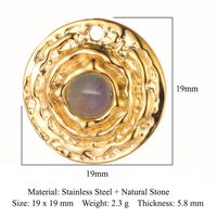Retro Oval Titanium Steel Plating Inlay Natural Stone Charms sku image 4