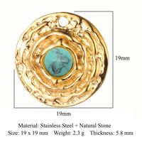 Retro Oval Titanium Steel Plating Inlay Natural Stone Charms sku image 5