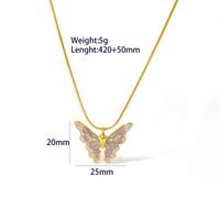 304 Stainless Steel 18K Gold Plated Casual Cute Classic Style Plating Heart Shape Butterfly Pendant Necklace main image 5