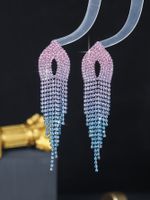 1 Pair Wedding Vacation Gradient Color Plating Hollow Out Rhinestone Drop Earrings sku image 17