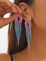1 Pair Wedding Vacation Gradient Color Plating Hollow Out Rhinestone Drop Earrings main image 5