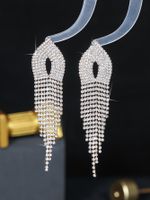 1 Pair Wedding Vacation Gradient Color Plating Hollow Out Rhinestone Drop Earrings main image 2