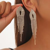 1 Pair Wedding Vacation Gradient Color Plating Hollow Out Rhinestone Drop Earrings main image 3