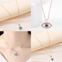 Vintage Style Eye Copper Plating Inlay Zircon 18k Gold Plated Pendant Necklace main image 1