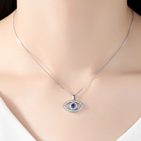 Vintage Style Eye Copper Plating Inlay Zircon 18k Gold Plated Pendant Necklace main image 4