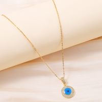 Vintage Style Eye Copper Plating Inlay Zircon 18k Gold Plated Pendant Necklace sku image 3