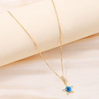 Vintage Style Eye Copper Plating Inlay Zircon 18k Gold Plated Pendant Necklace sku image 4