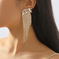 1 Pair Modern Style Simple Style Solid Color Inlay Alloy Rhinestones Drop Earrings main image 1