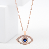 Vintage Style Eye Copper Plating Inlay Zircon 18k Gold Plated Pendant Necklace sku image 1