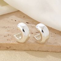 1 Pair IG Style Hip-Hop Type C Solid Color Polishing Plating 304 Stainless Steel Gold Plated Silver Plated Ear Studs main image 5