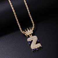 Wholesale Hip-hop Simple Style Classic Style Letter Stainless Steel Alloy Plating Inlay Rhinestones Necklace Pendant main image 2
