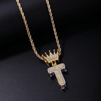 De Gros Hip Hop Style Simple Style Classique Lettre Acier Inoxydable Alliage Placage Incruster Strass Collier Pendentif main image 4