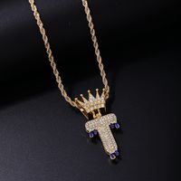 Wholesale Hip-hop Simple Style Classic Style Letter Stainless Steel Alloy Plating Inlay Rhinestones Necklace Pendant main image 4