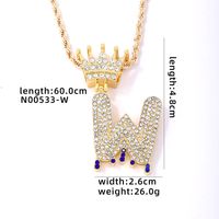 Wholesale Hip-hop Simple Style Classic Style Letter Stainless Steel Alloy Plating Inlay Rhinestones Necklace Pendant sku image 23