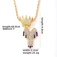 Wholesale Hip-hop Simple Style Classic Style Letter Stainless Steel Alloy Plating Inlay Rhinestones Necklace Pendant sku image 25