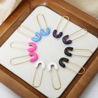 1 Pair Vintage Style Solid Color Enamel Plating Titanium Steel 18k Gold Plated Ear Studs main image 1