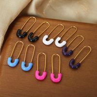 1 Pair Vintage Style Solid Color Enamel Plating Titanium Steel 18k Gold Plated Ear Studs main image 2