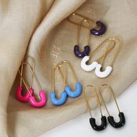 1 Pair Vintage Style Solid Color Enamel Plating Titanium Steel 18k Gold Plated Ear Studs main image 3