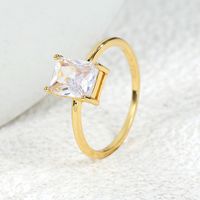 Wholesale Elegant Shiny Rectangle Copper Inlay 18K Gold Plated Rose Gold Plated Silver Plated Zircon Rings main image 4