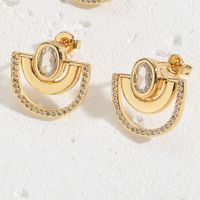 1 Pair Simple Style Palm Plating Inlay Copper Zircon 14k Gold Plated Ear Studs main image 5